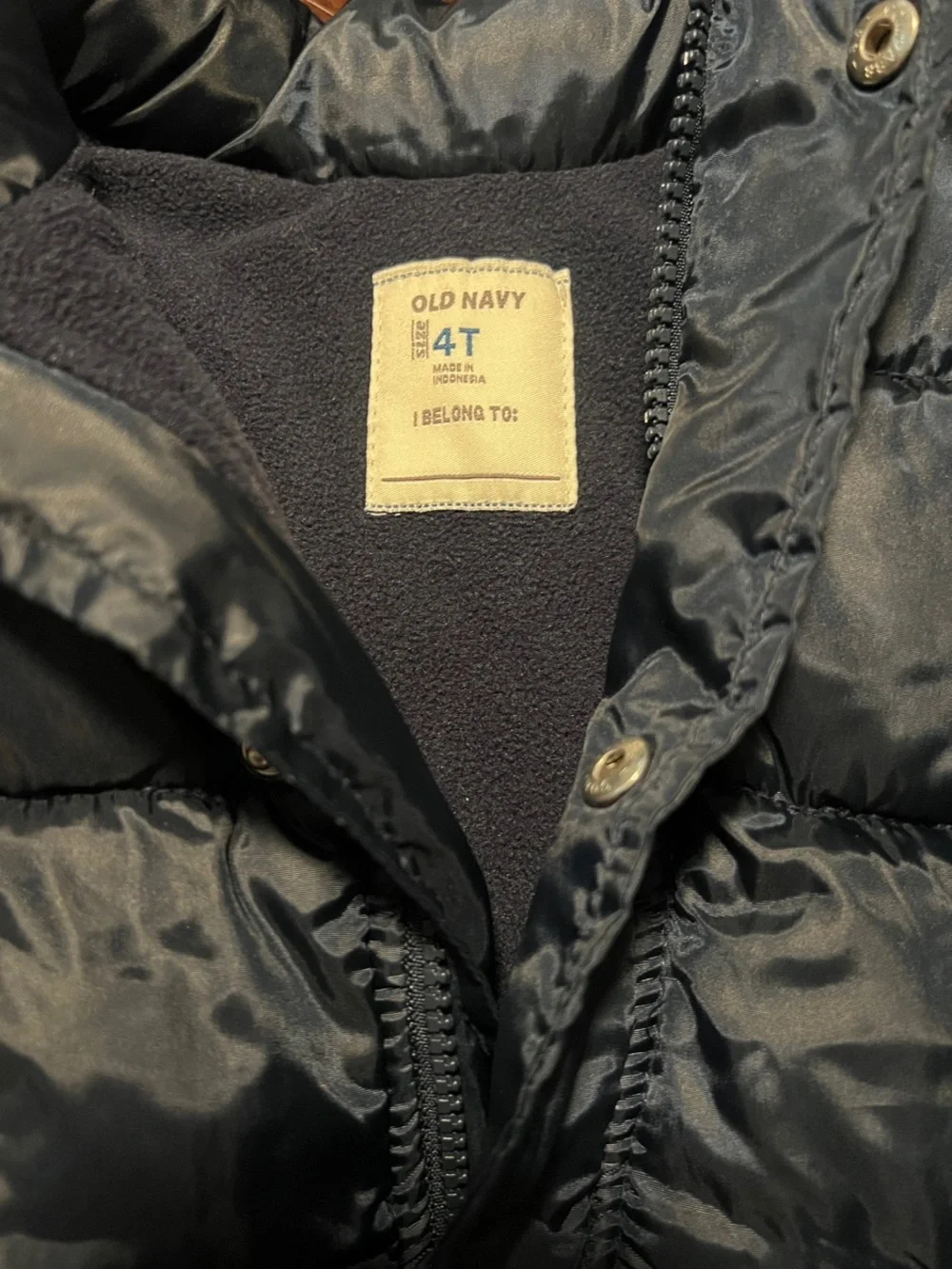 OLD NAVY Navy Blue Quilted Puffer Vest Pockets Full Zip Fleece Lined Cozy